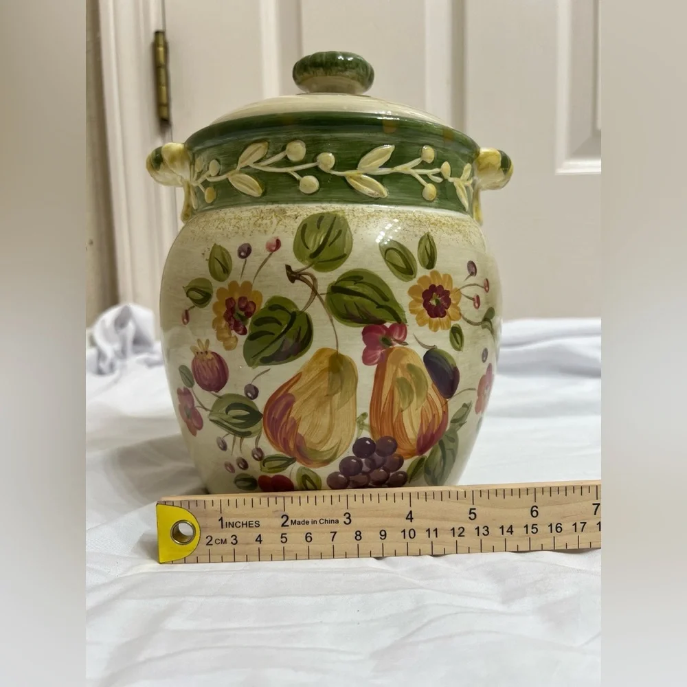Hand-Painted Ceramic Kitchen Canister with Lid